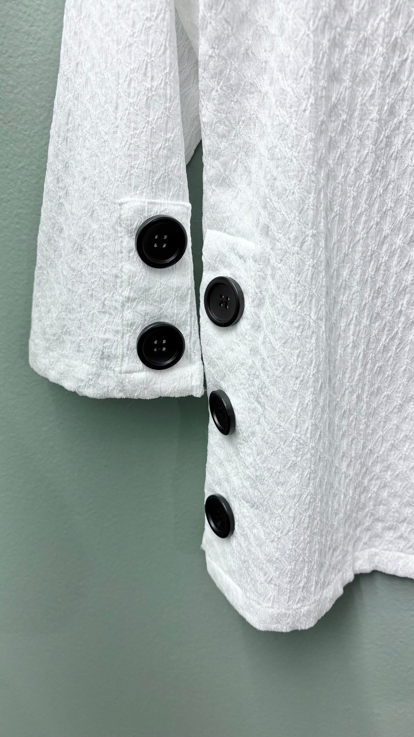 * Kamana White Jacket Top with Black Buttons