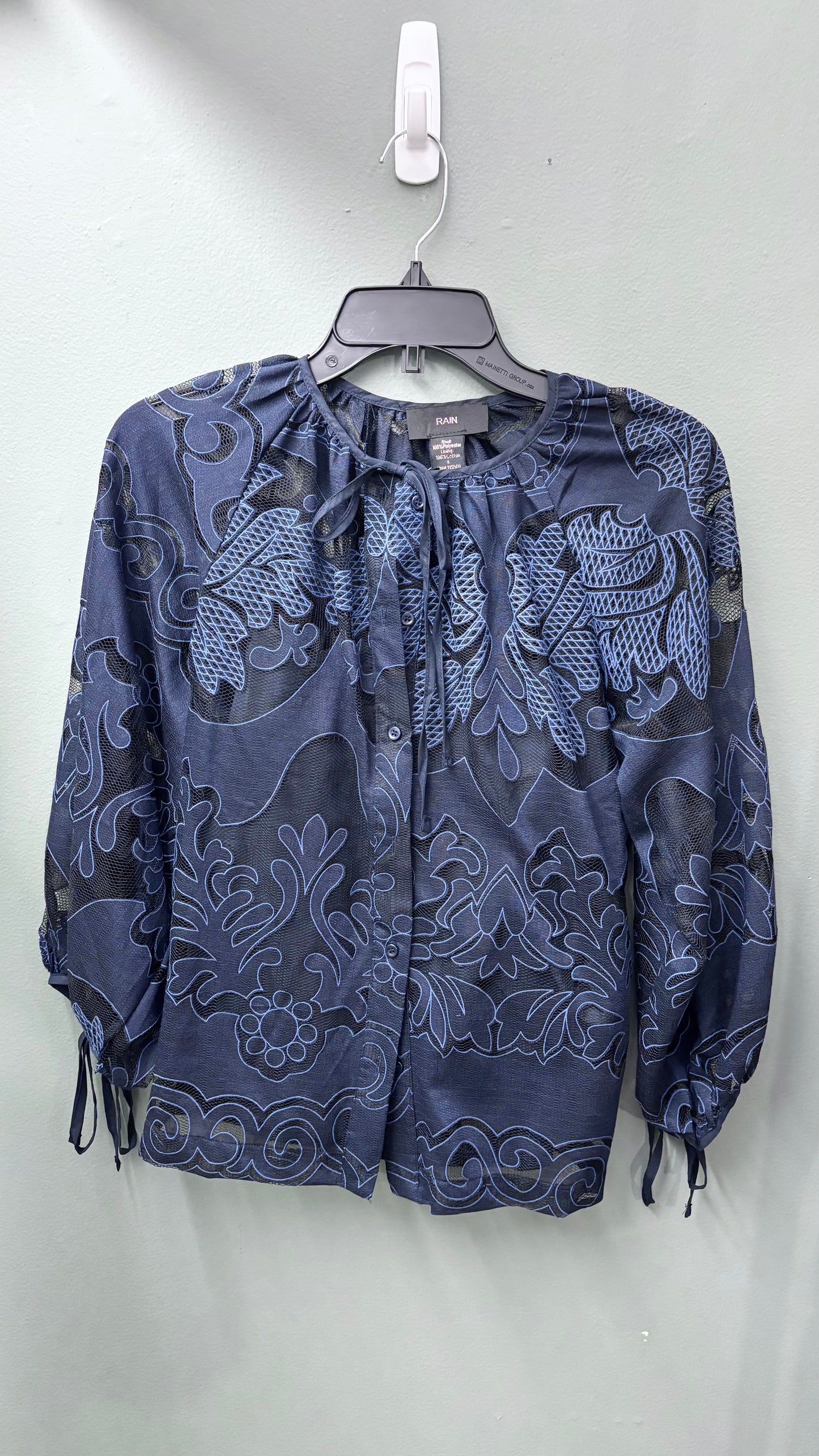 * Rain + Rose Two-Layer Navy Floral Blouse