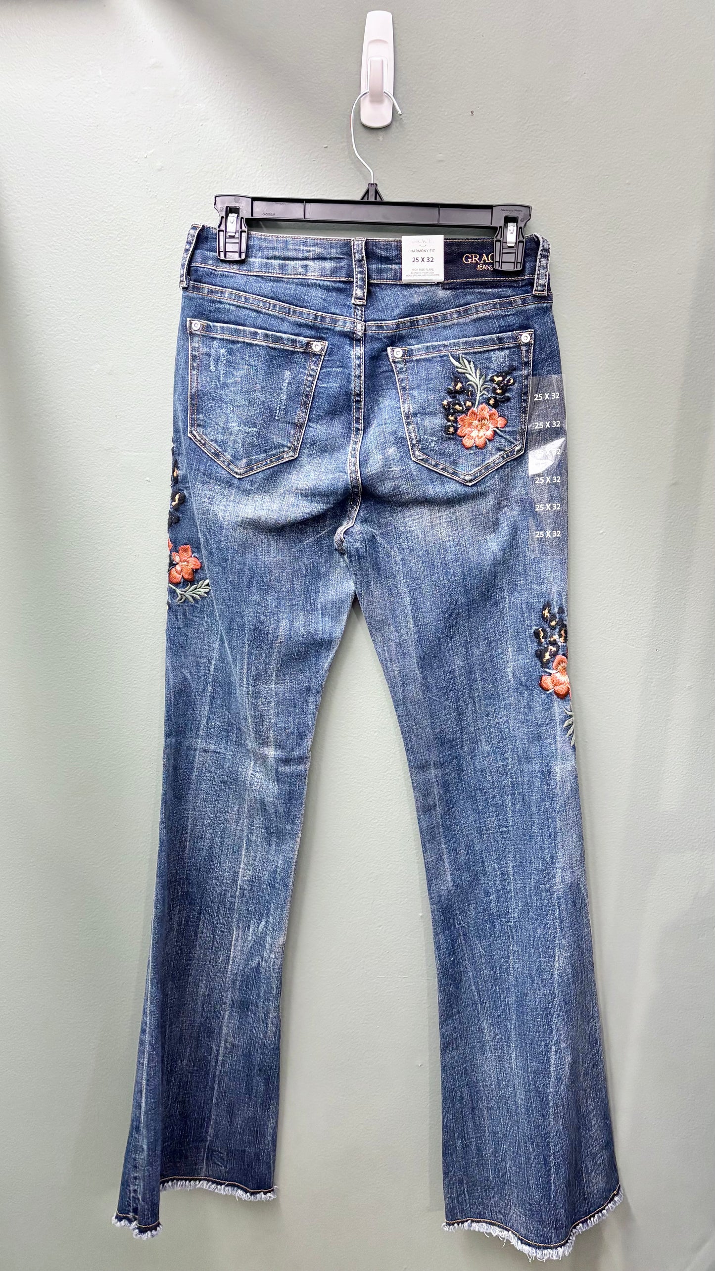 * Grace Embroidered Floral Jeans