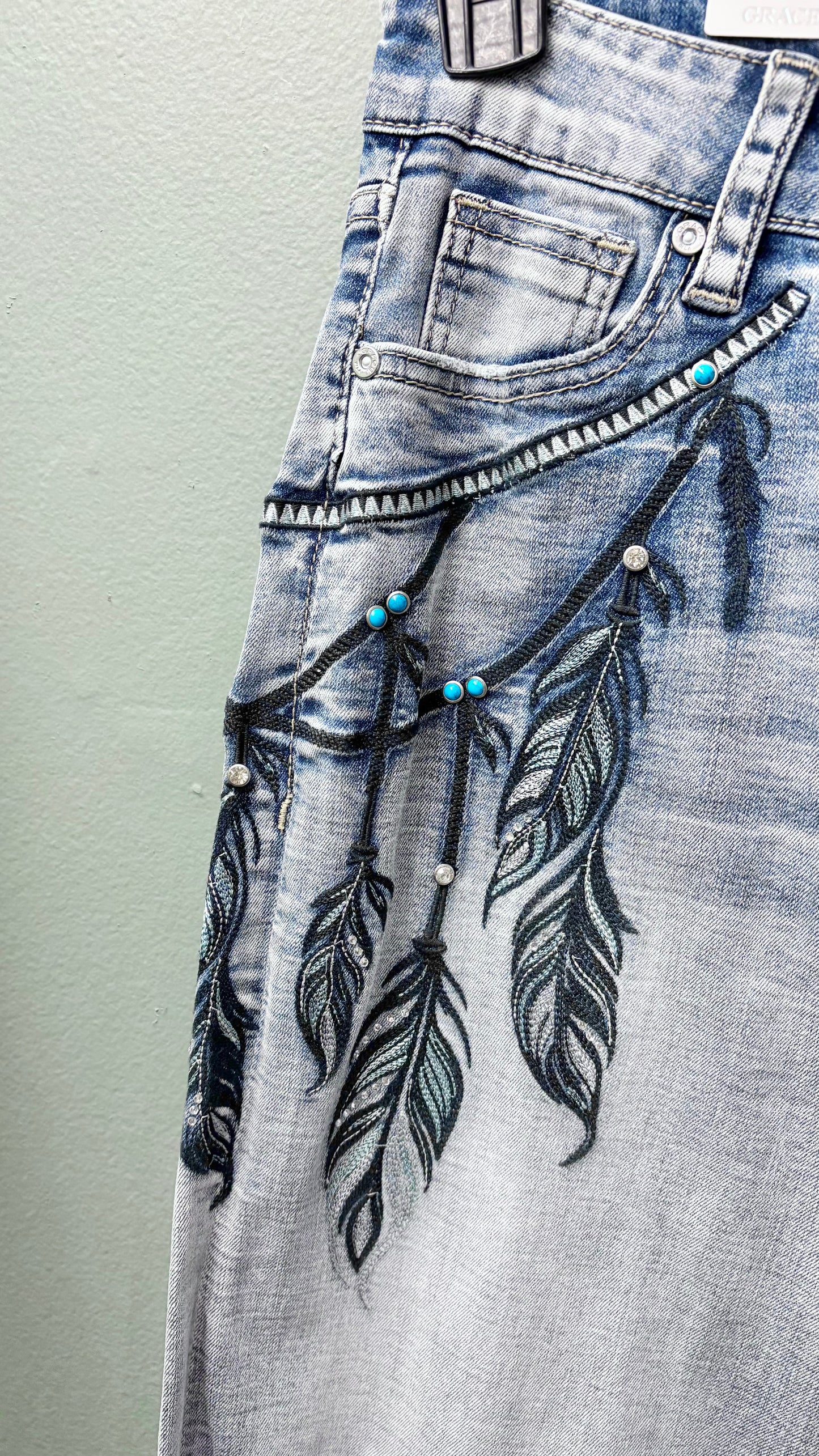 * Grace Dream Catcher Embroidered Jeans