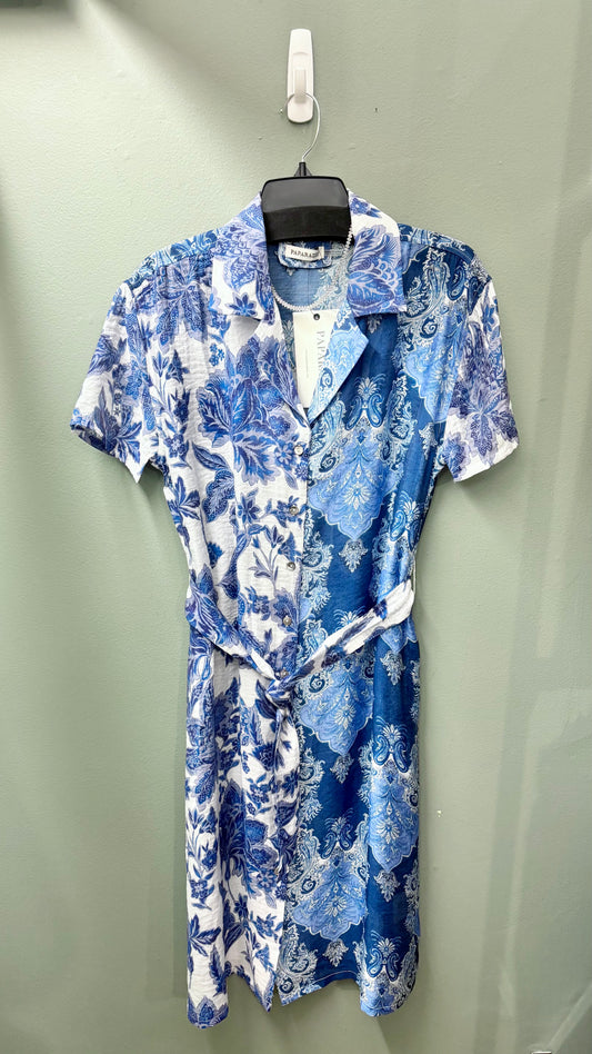 * Paparazzi Blue Printed Dress with Tie Belt