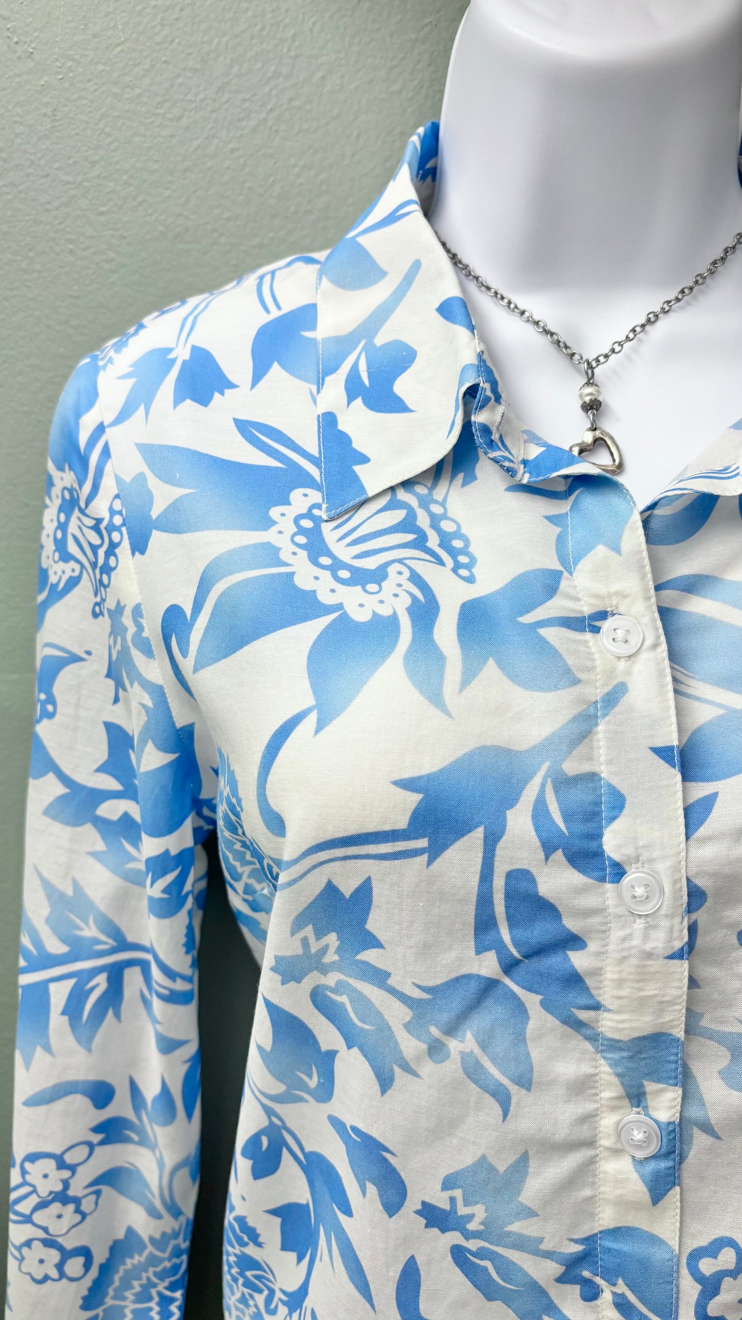 Charlie B Printed Roll Up Sleeves Blouse