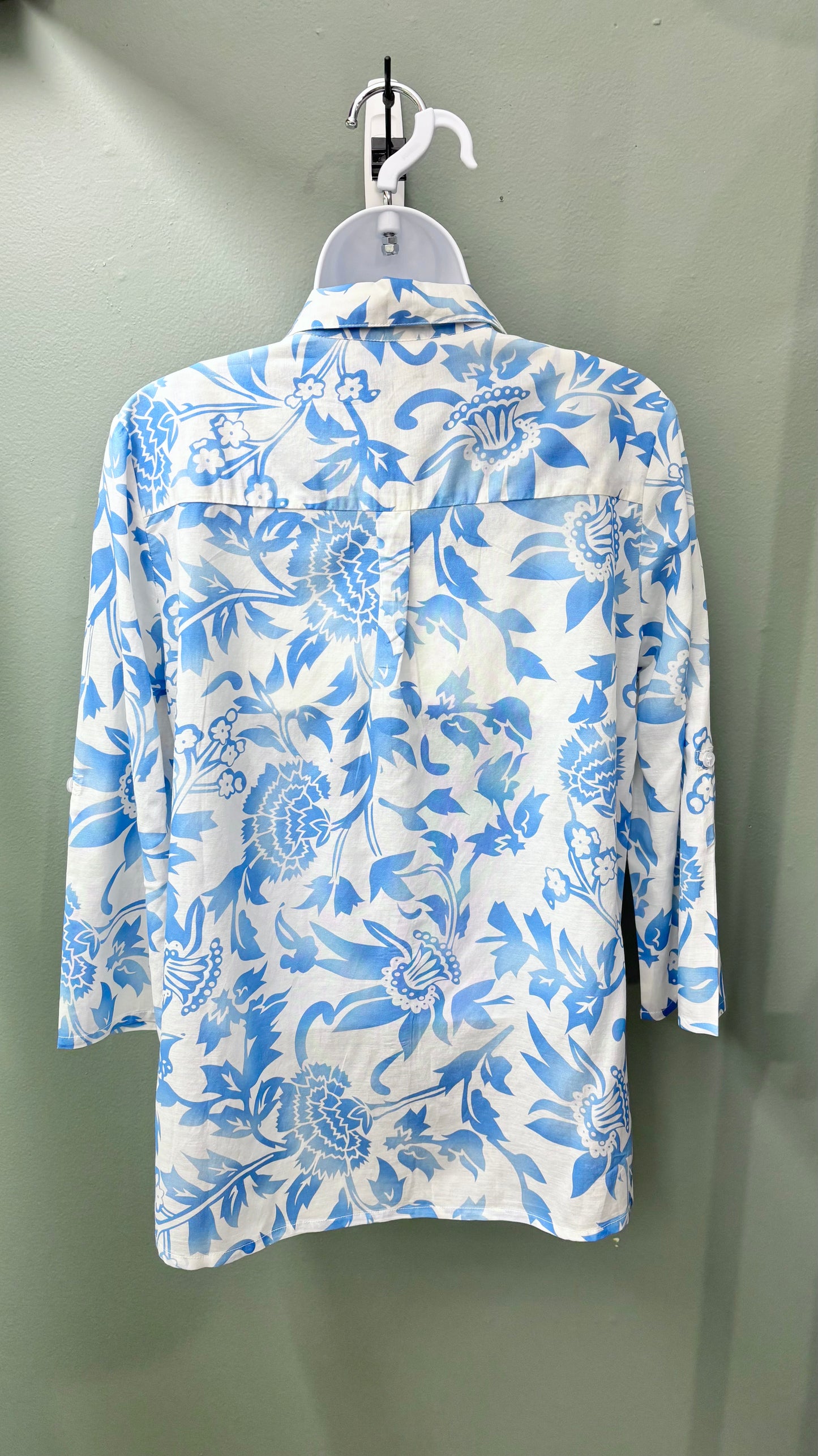 Charlie B Printed Roll Up Sleeves Blouse
