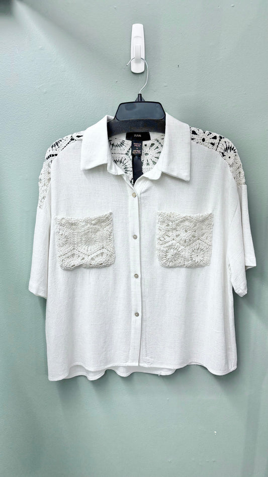 * Rain + Rose Crochet Trimmed Top