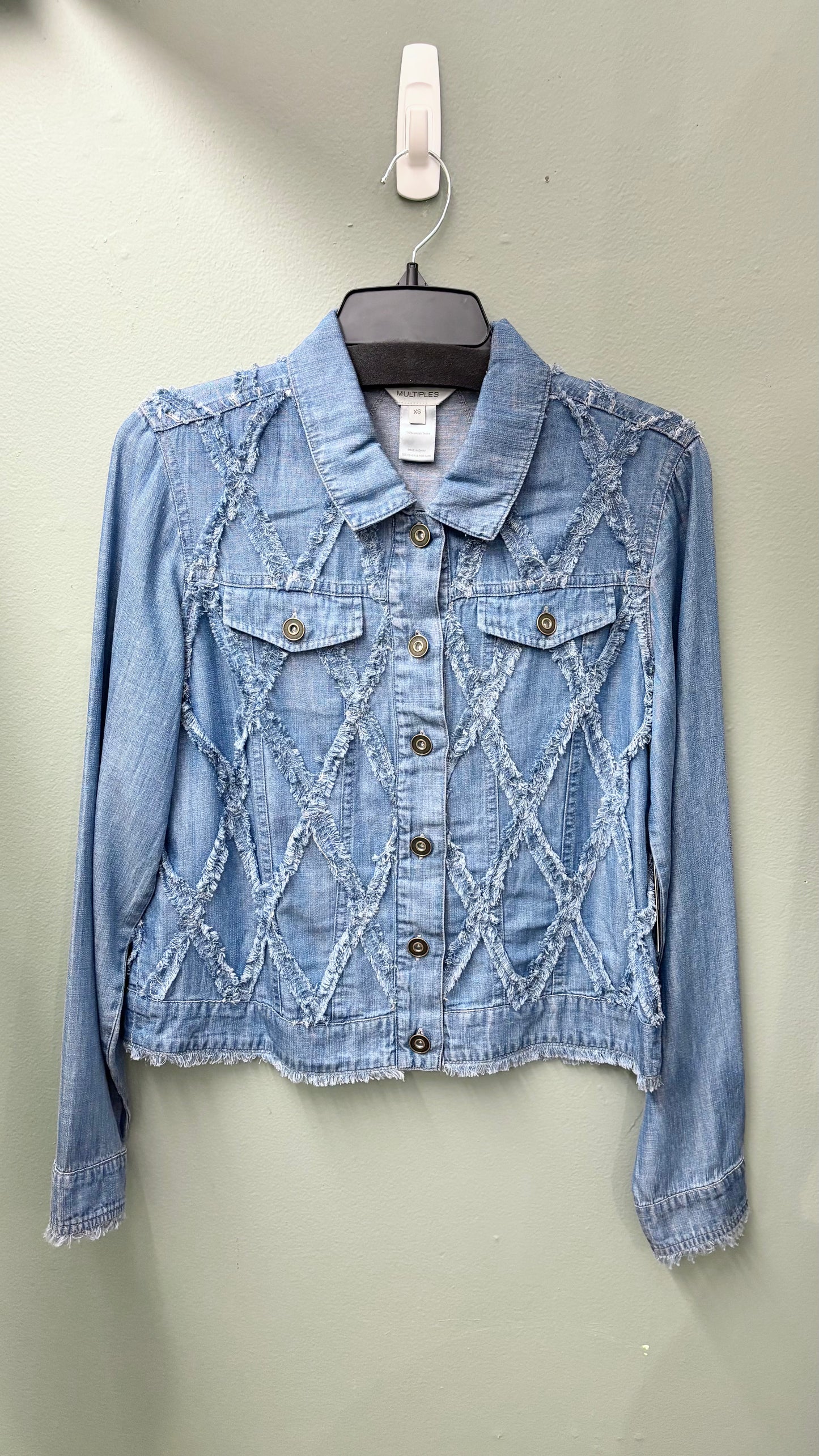 * Multiples Light Jean Jacket with Diamond Fringe