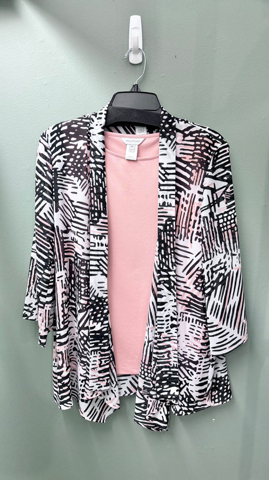 Multiples Patterned Sheer Open Front Top