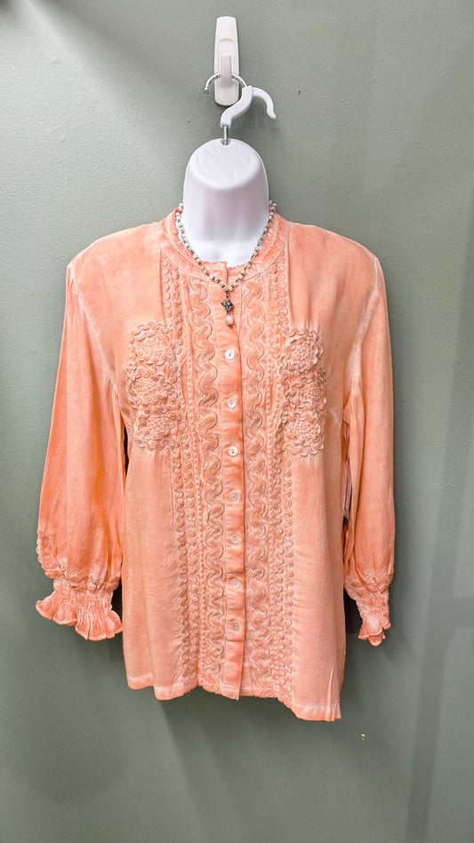 Tru Luxe Coral Embroidered Top