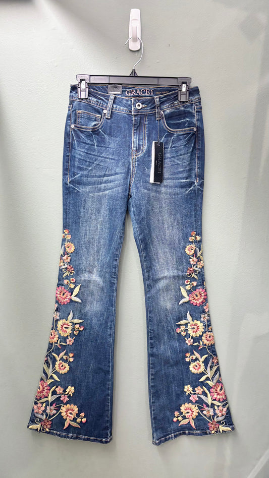 Grace Dark Wash Embroidered Jeans