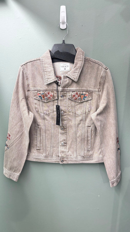Grace Tan Embroidered Jean Jacket