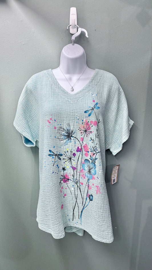 Jess & Jane Floral Gauze Top